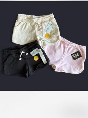 art class/Cat & Jack Girls' Pink, Black & Cream Terry Shorts - 3-Pack